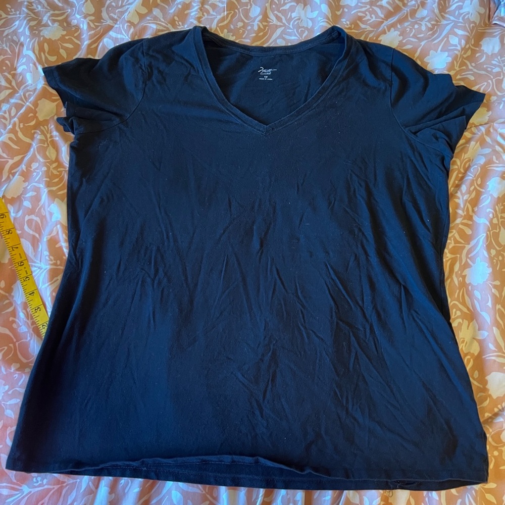 Essentials Deep Black V-Neck Short Sleeve Tee